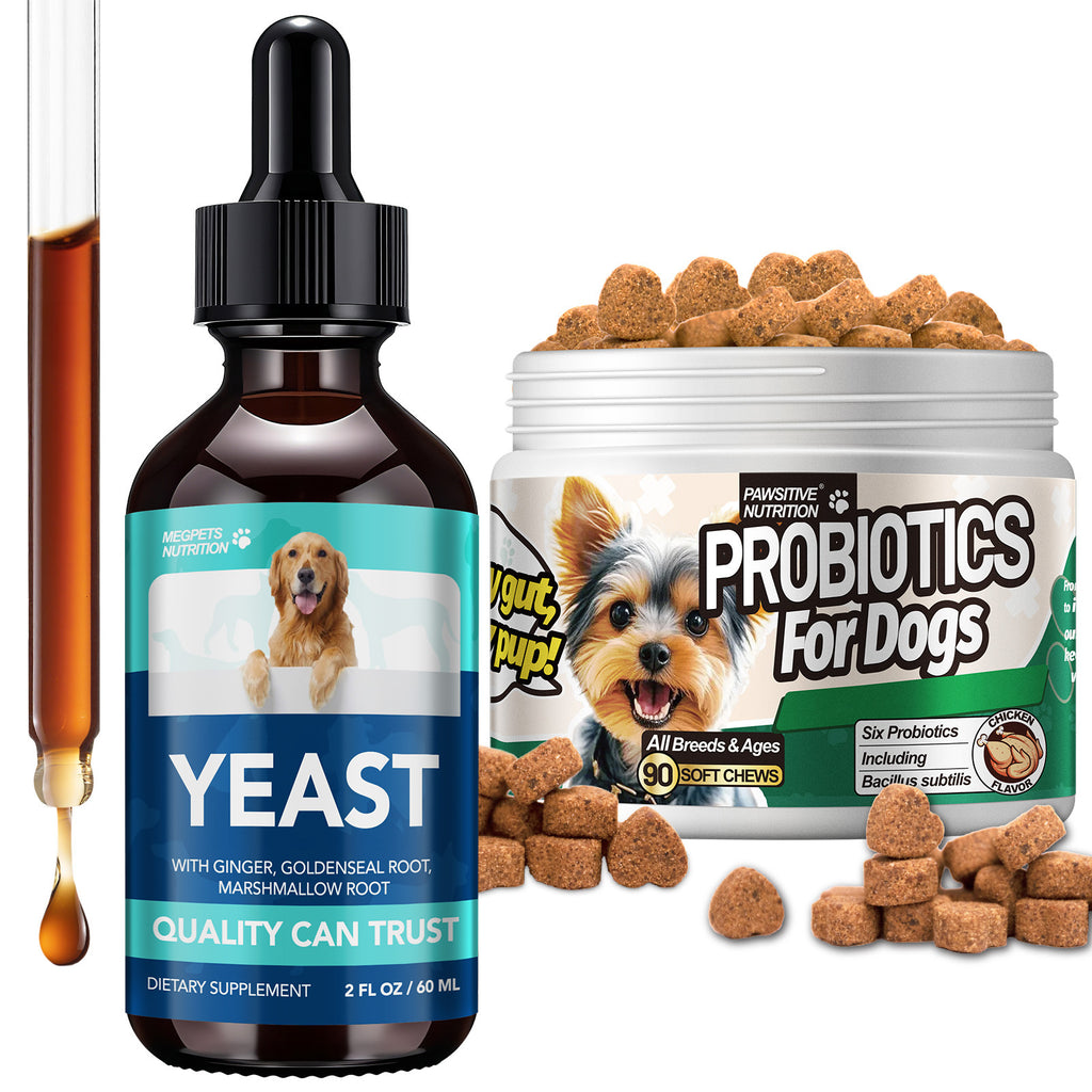 Pet Supplement Kit with 2 fl oz Health Drops and 90 Probiotic Chews, Two-Part Dog and Cat Supplement Bundle for Owner-Managed Wellness Routines