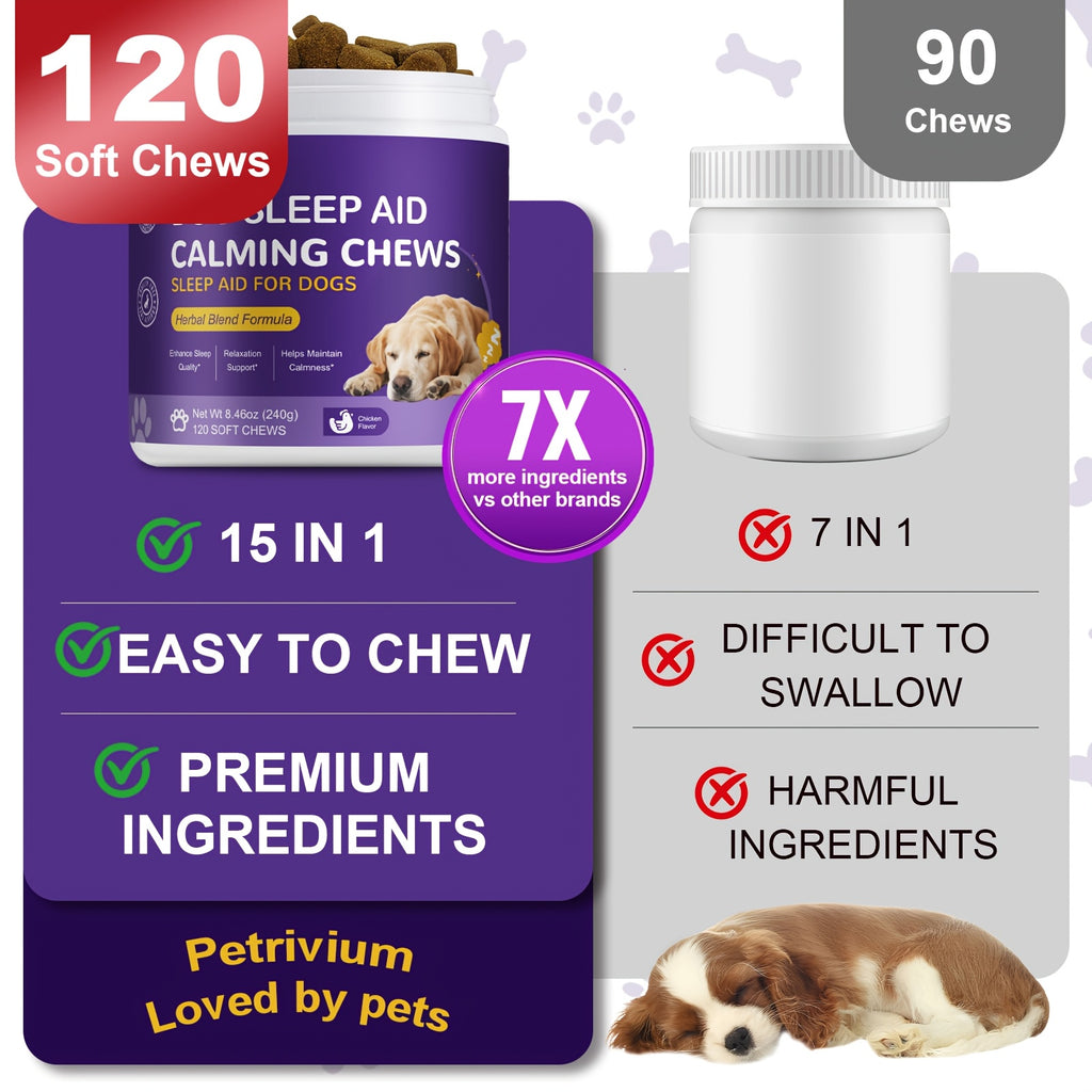 Chicken Flavor Dog Calming Chews, 120 Count Soft Chew Supplement with Herbal Blend Formula in a 240g Jar for Owner-Managed Wellness Routines