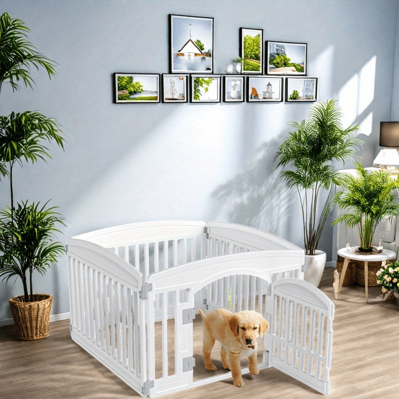 Foldable Puppy Playpen with Gate, 4 or 6 Panel Small Dog Fence in Black or White for Supervised Indoor Play Areas and Outdoor Pet Routines