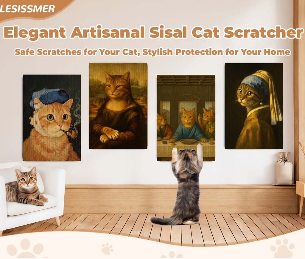 Self Adhesive Cat Scratching Pad, 23.6 x 15.7 Inch Wall-Mounted Scratcher and Sofa Protection Mat for Indoor Cats, Starry Sky Art Style Options