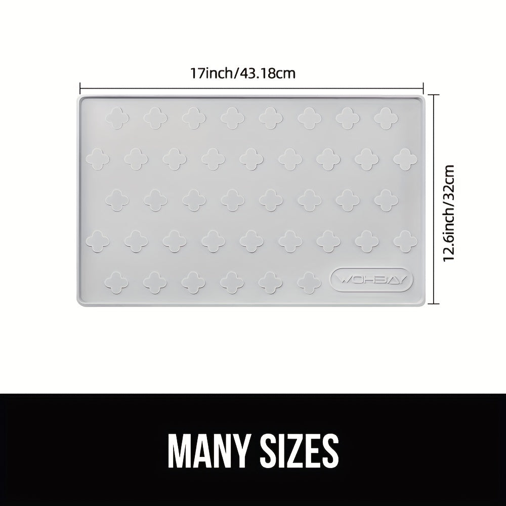Pet Feeding Mat with Raised Edge, BPA-Free Non-Slip Dog and Cat Food Water Bowl Placemat, Dishwasher Safe in 34 x 22 or 17 x 12.6 Inches