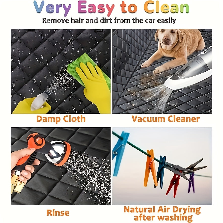 Dog Seat Cover Hammock with Open Mesh, 600D Scratch-Resistant Non-Slip Rear Seat Protector for Pet Travel in Cars, Trucks and SUVs