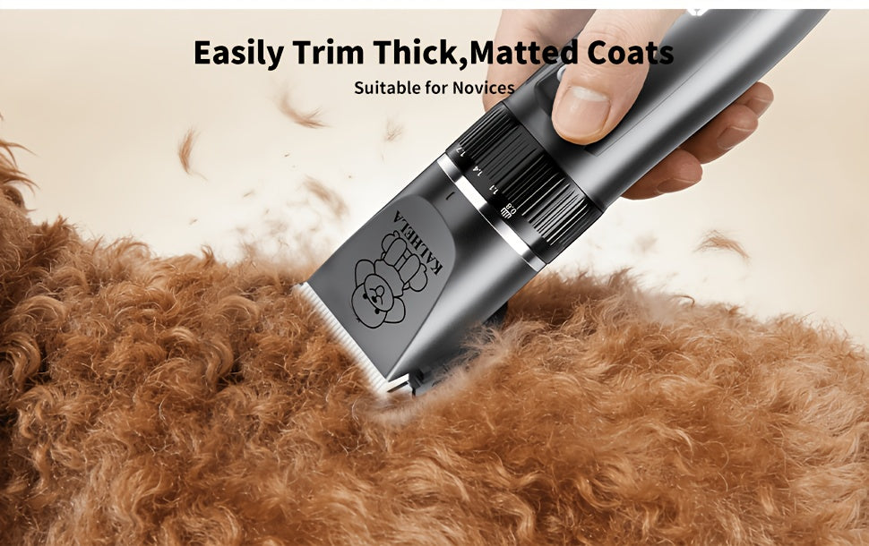 Rechargeable Dog Grooming Clippers Kit, Cordless Low-Noise Pet Hair Trimmer with Scissors and Comb for Small and Large Dogs and Cats