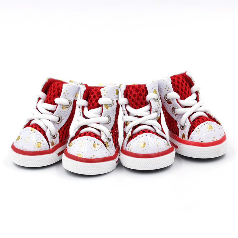 Dog Shoes for Small Dogs, Breathable Mesh Lace-Up Pet Sneakers for Chihuahua and Toy Poodle, Casual Paw Covers in Four Colors, XS-XL