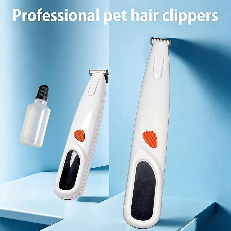 Pet Hair Trimmer with Digital Display and LED Light, Adjustable Low-Noise USB Rechargeable Grooming Clipper for Cats and Small Dogs