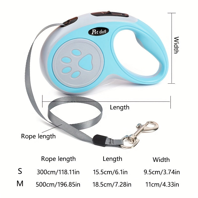 Retractable Dog Leash for Small Medium Dogs and Cats, Extendable Pet Walking Lead with Easy Lock Button, Comfortable Anti-Slip Grip for Daily Walks, Jogging and Outdoor Training, Tangle Free Design