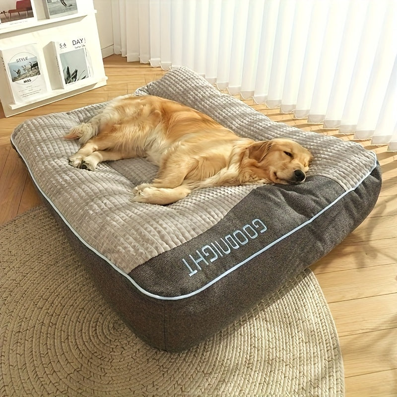 Bolster Dog Sofa Bed in Gray, Medium 25.59 x 19.69 x 7.09 Inch Plush Pet Cushion with Raised Pillow Edges for Cozy Indoor Rest and Lounging