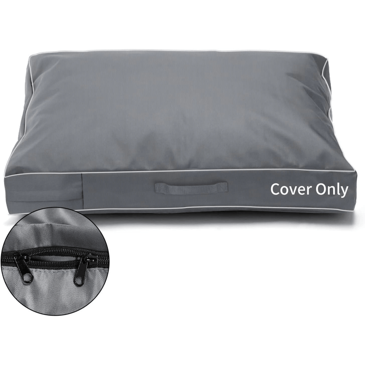 Waterproof Dog Bed Cover with Zipper, Soft Machine Washable Replacement Pet Cushion Case, Cover Only in Grey, Navy or Black for Everyday Home Use