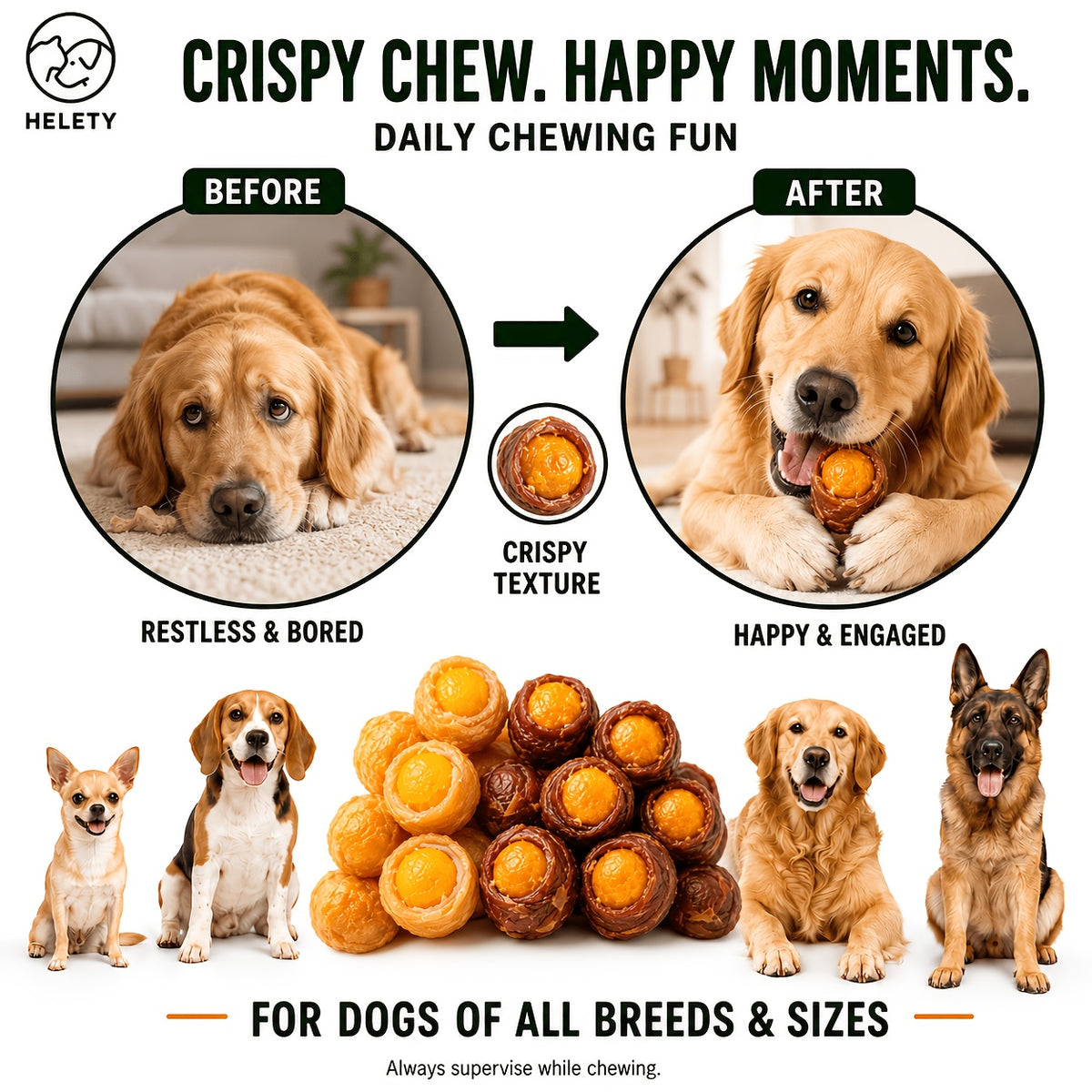 Chicken and Duck Dog Treats with Egg Yolk Options, Savory Meat Snacks for Supervised Training Rewards, Occasional Treat Time and Food Toppers