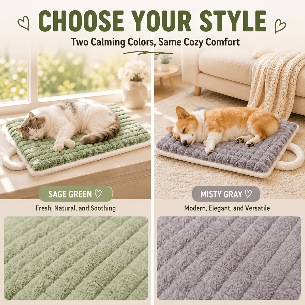 Quilted Dog Crate Mat, Machine Washable Plush Travel Dog Bed with Carry Handle for Small and Medium Dogs, Puppies and Cats