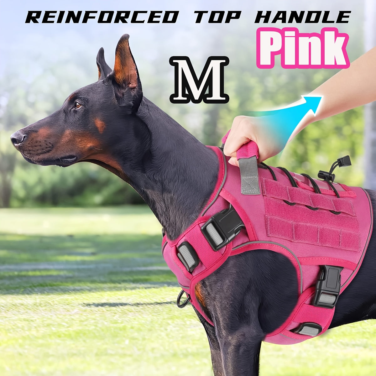 Tactical Dog Harness with Reinforced Top Handle, Adjustable Reflective Pet Vest for Daily Walks and Outdoor Training, S to XL Sizes