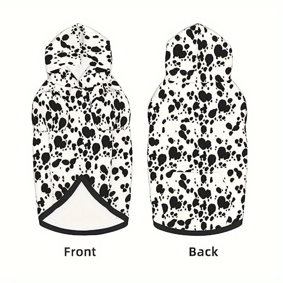 Dalmatian Dog Hoodie, Soft Polyester Pet Sweatshirt with Stretch Ribbed Cuffs for Halloween Costumes, Fall Winter Walks and Photos, S XXL 3XL