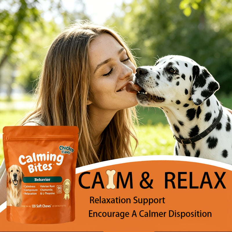 Chicken Flavor Calming Soft Chews for Dogs and Cats, Pouch-Style Pet Supplement with Chewable Format for Owner-Managed Wellness Routines