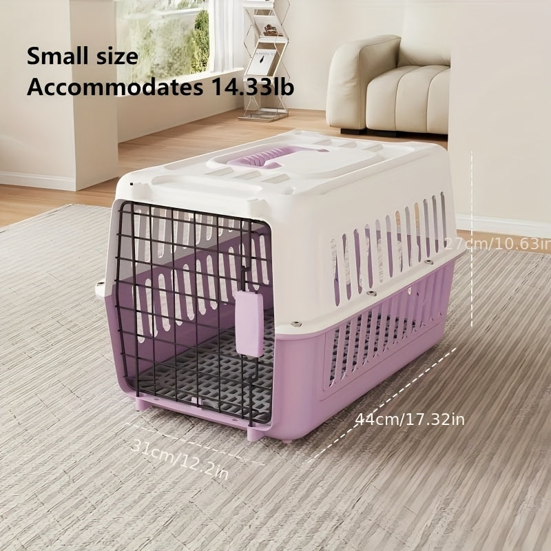 Small Pet Travel Carrier Box with Ventilated Design, Portable Transport Case for Vet Visits and Everyday Trips in Green, Blue or Purple