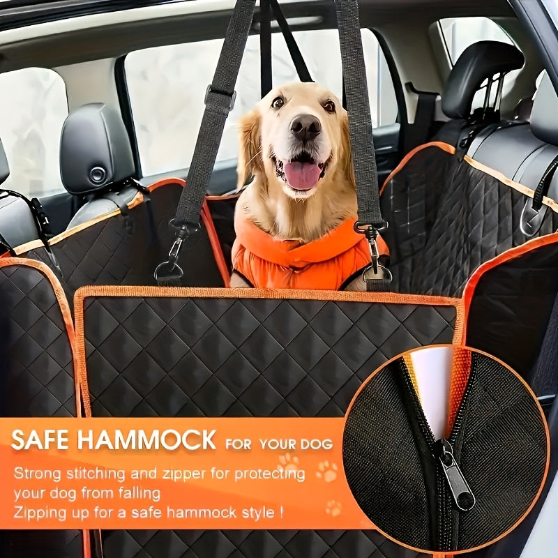 Four Pocket Dog Car Seat Cover, Full-Coverage Stain-Resistant Pet Travel Mat with Black Style Option for Everyday Drives and Road Trip Seat Protection