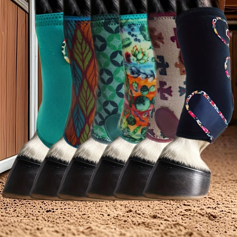 Breathable Horse Boots with Foam Cushioning and Adjustable Quick-Grip Closures, Front and Rear Leg Wraps for Endurance Training in Small, Medium and Large