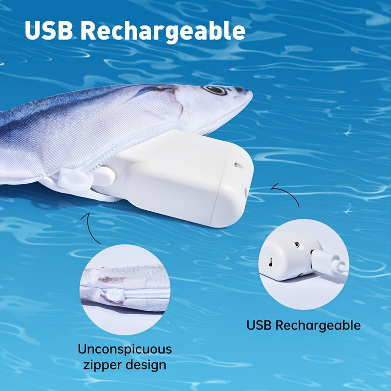 Flopping Fish Cat Toy 3-Pack, Touch-Activated Type-C Rechargeable Interactive Fish with 3 Swing Modes and Removable Motor for Indoor Cat Play