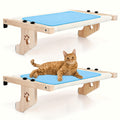 Wooden Cat Perch with Plush Pad, Wide Indoor Cat Hammock Platform for Compatible Window and Cabinet Locations, Optional Cool Mat Model