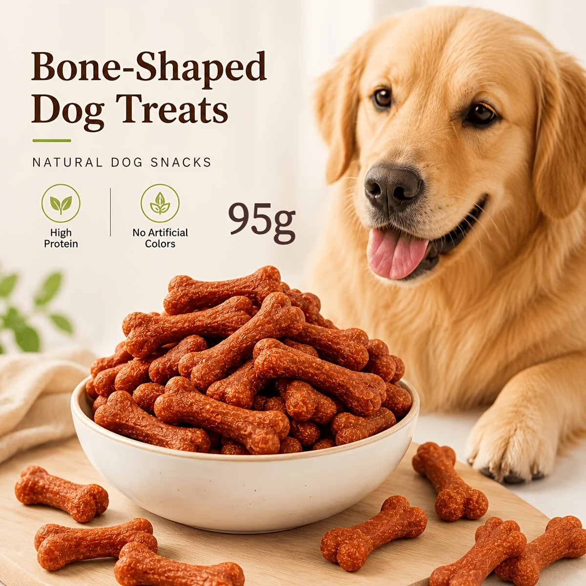 Beef Bone Dog Reward Treats, Beef Cleaning Bone Option for Supervised Chewing, Everyday Snack Time and Training Rewards for Dogs