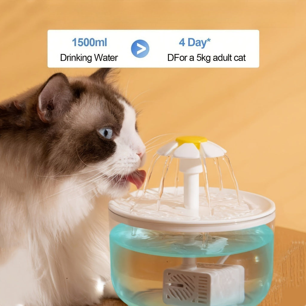 Cat Water Fountain 48oz with Triple Filtration, Quiet USB Powered Pet Drinking Dispenser for Cats and Small Dogs, Transparent or White