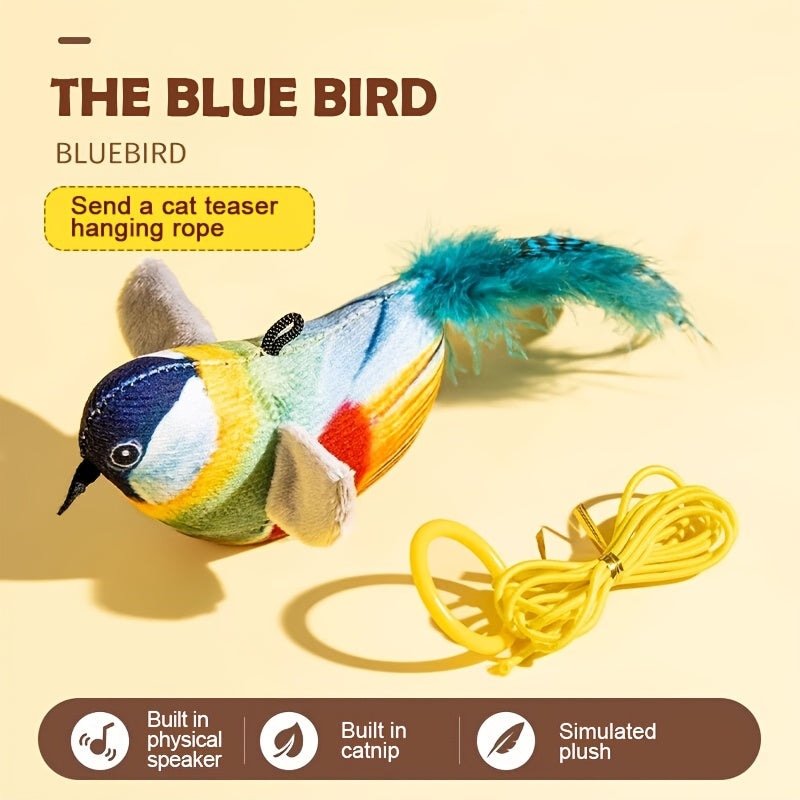 Chirping Bird Cat Toys, 2-Pack Feather Kicker Toys with Pet Herb for Interactive Hunting Play, Kitten and Adult Cat Enrichment, Random Colors