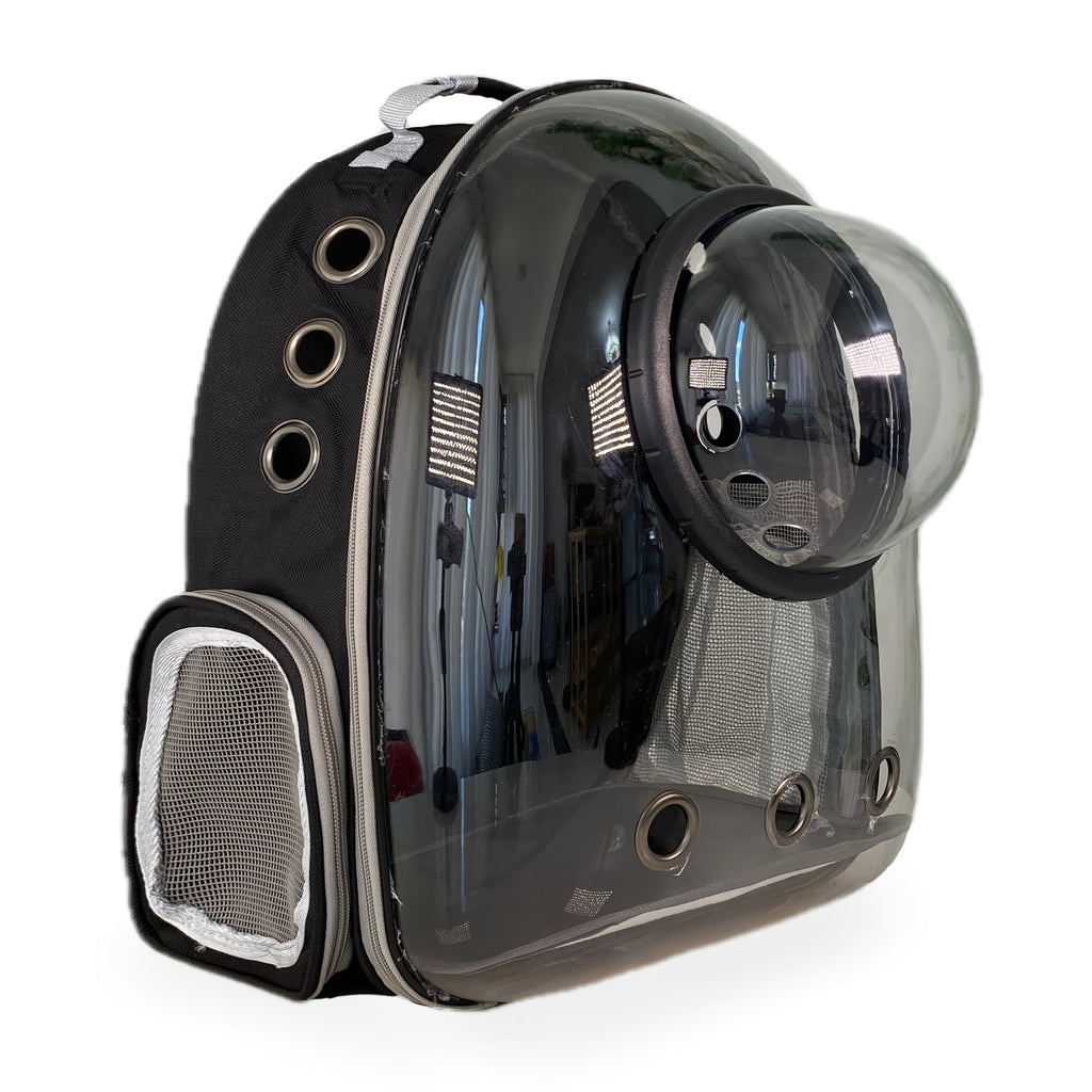 Cat Backpack Carrier in Black, Space Capsule Double Shoulder Pet Travel Bag with Black Transparent Model A Option for Everyday Outings