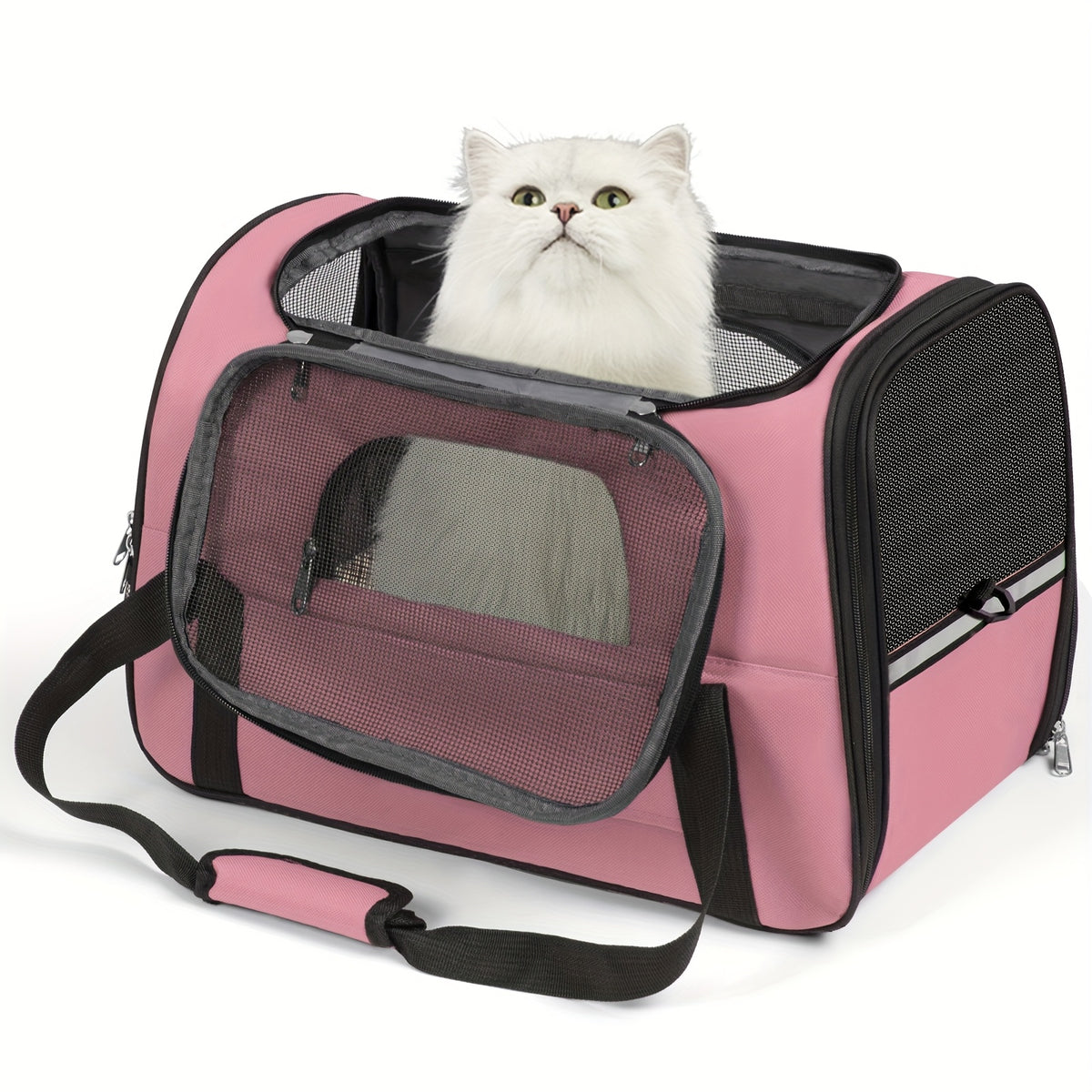Foldable Dog and Cat Carrier for Pets up to 15 lbs, Soft-Sided Portable Travel Bag for Puppies, Kittens, Vet Visits and Everyday Outings, Seven Colors