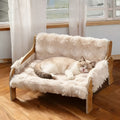 Plush Cat Sofa Bed with Elevated Design, Removable Washable Pet Lounger for Cats and Dogs, Brown Yellow or Grey for Everyday Indoor Rest