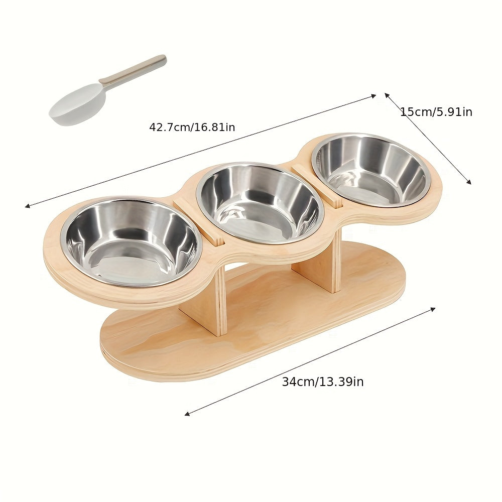 Elevated Cat Bowl Set with Spoon Option, Stainless Steel Food and Water Bowls on Stand for Cats, Kittens, Puppies and Small Pets at Home
