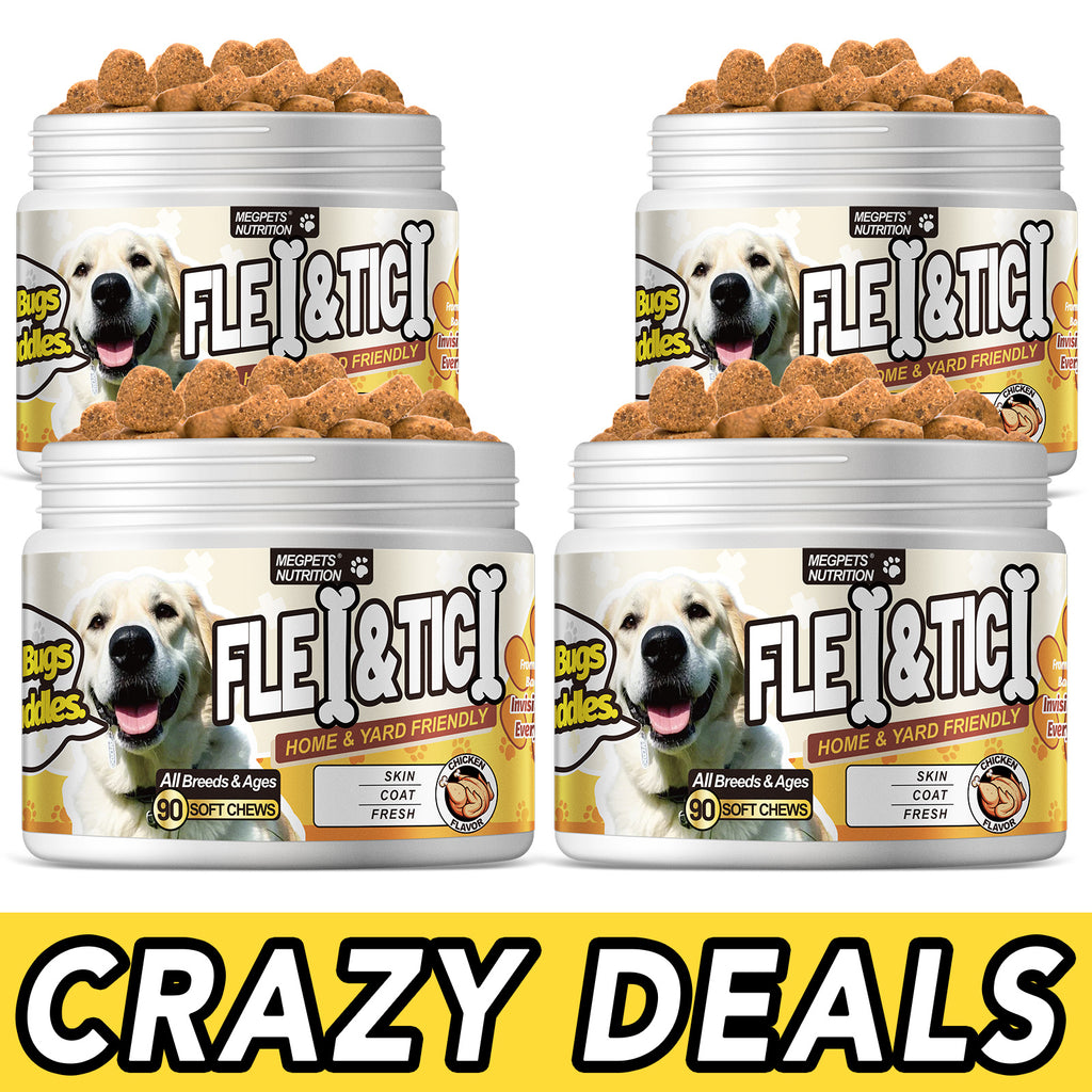 Dog Supplement Chews 4-Pack, 360 Chicken Flavor Soft Chews with Coconut Oil, Brewer's Yeast, Omega-3 and Vitamins for Canine Care Routines
