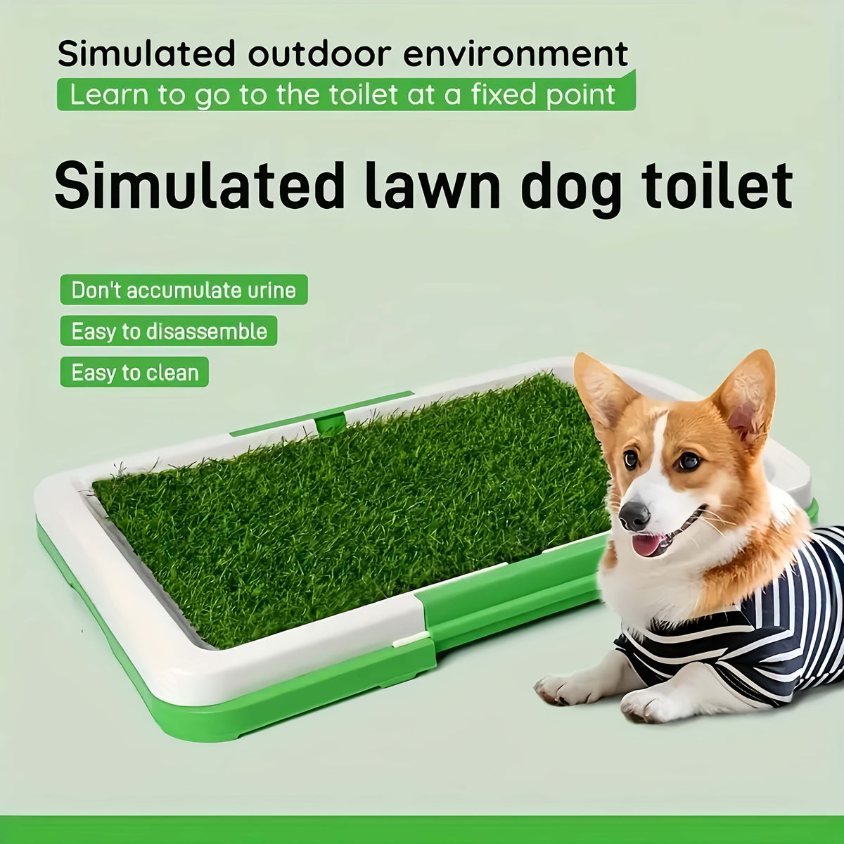 Dog Potty Training Mat with Tray, 20.08 x 13.78 Inch Washable Artificial Grass Puppy Toilet with Three-Layer Design for Home and Travel