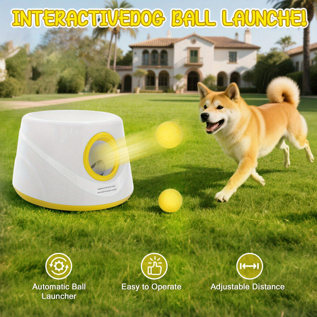 Automatic Dog Ball Launcher with 5 Balls, Adjustable Distance Fetch Machine for Small and Medium Dogs, Supervised Indoor and Outdoor Play