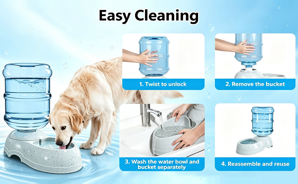 Gravity-Fed Dog Water Dispenser 2.91 Gallon, Gray Large Capacity Pet Waterer for Dogs and Cats, Automatic Refill Drinking Station for Home