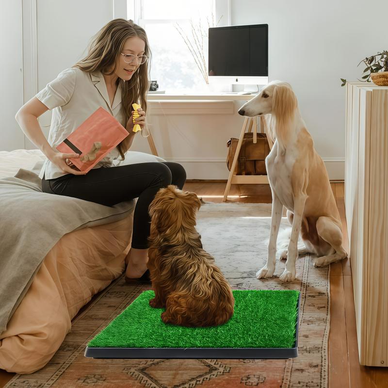 Grass Dog Potty with Tray, Three-Layer Washable Reusable Puppy Training Mat for Indoor and Outdoor Housebreaking and Everyday Pet Toilet Routines