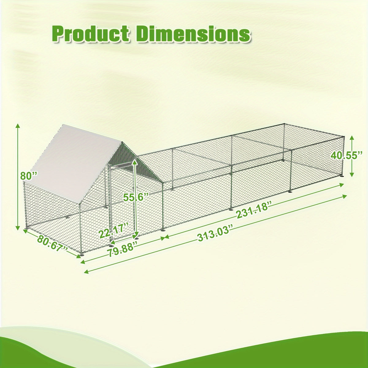 Large Metal Chicken Run with Lockable Door and UV-Resistant Cover, Steel Frame Poultry Enclosure with PVC-Coated Mesh for Backyard Hens and Ducks