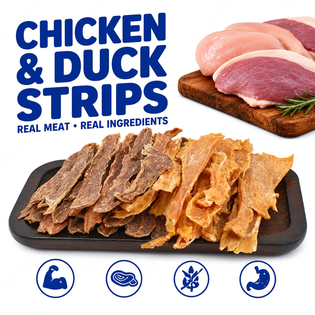 Dog Training Treats with Beef Jerky and Tendon Options, Chicken Heart or Chicken and Duck Jerky Selections for Everyday Rewards and Supervised Snack Time