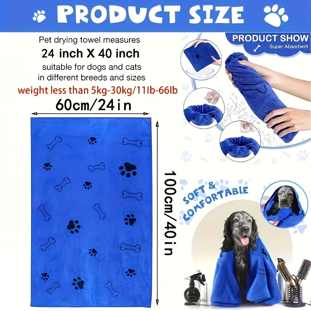 Microfiber Pet Towels 3-Pack, Soft Absorbent Quick-Drying Medium Bath Towels for Dog and Cat Grooming, Post-Bath Drying and Everyday Paw Cleanup