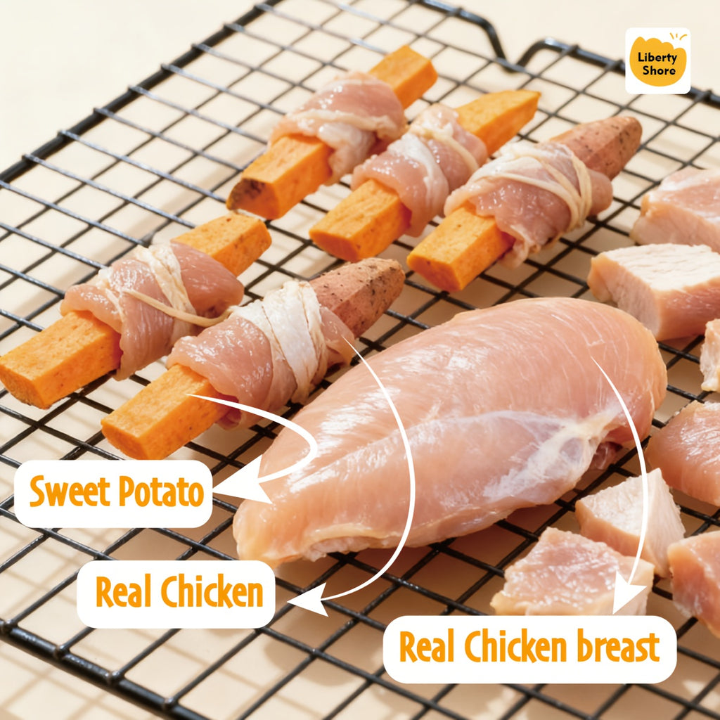 Chicken Dog Treats with Sweet Potato Wraps or Jerky Options, 100g and 600g Packs plus 900g Wraps for Supervised Training Rewards and Snack Time