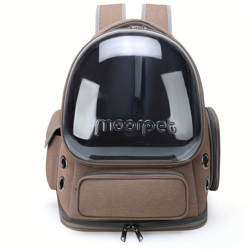 Oxford Cat Backpack Carrier with Pet Collar, Breathable Travel Bag for Small to Medium Cats and Dogs, Safety Zippers and Durable Straps, Green Gray or Khaki