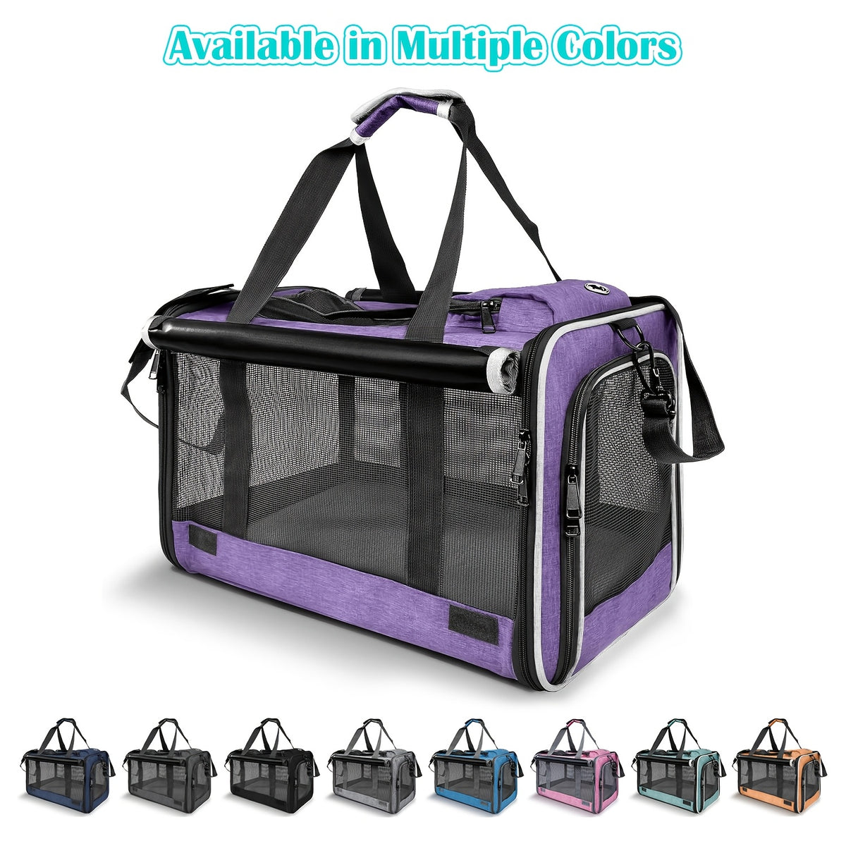 Cat Carrier Travel Set for Cats and Small Dogs, Soft-Sided Breathable Collapsible Pet Bag with Bowl, Collar or Pet Glove Bundle Options