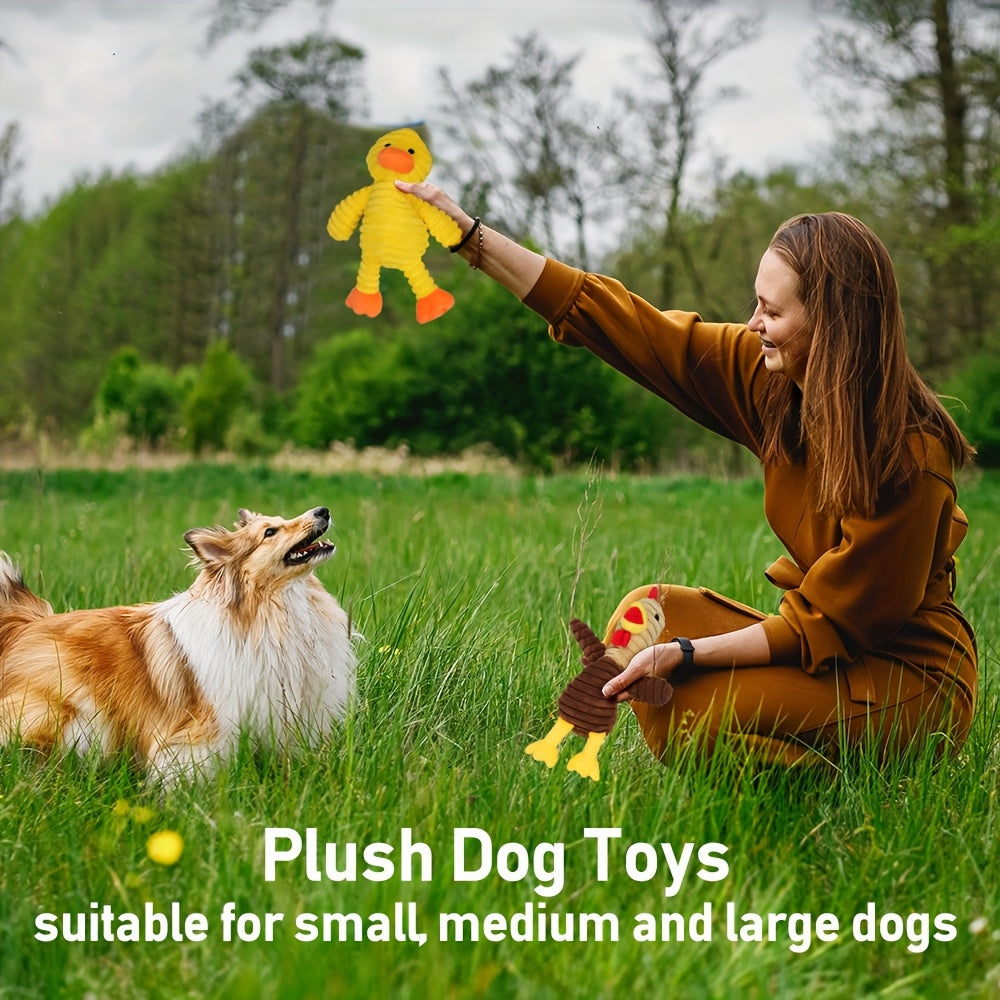 Plush Dog Toys 5 Pack with Squeakers, Soft Stuffed Animal Bundle with Embroidered Eyes for Supervised Fetch, Gentle Play and Pet Birthday Gifts