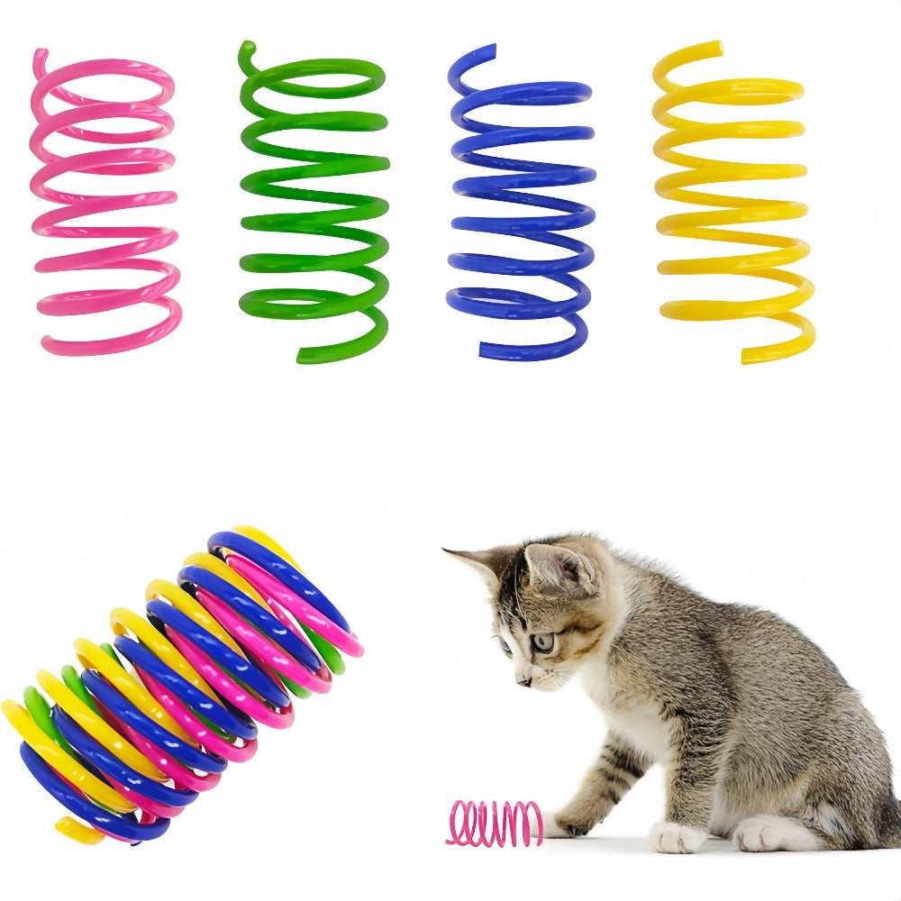Cat Spring Toys 100 Pack for Indoor Cats and Kittens, Colorful Plastic Spiral Toys for Chasing, Batting and Supervised Interactive Play