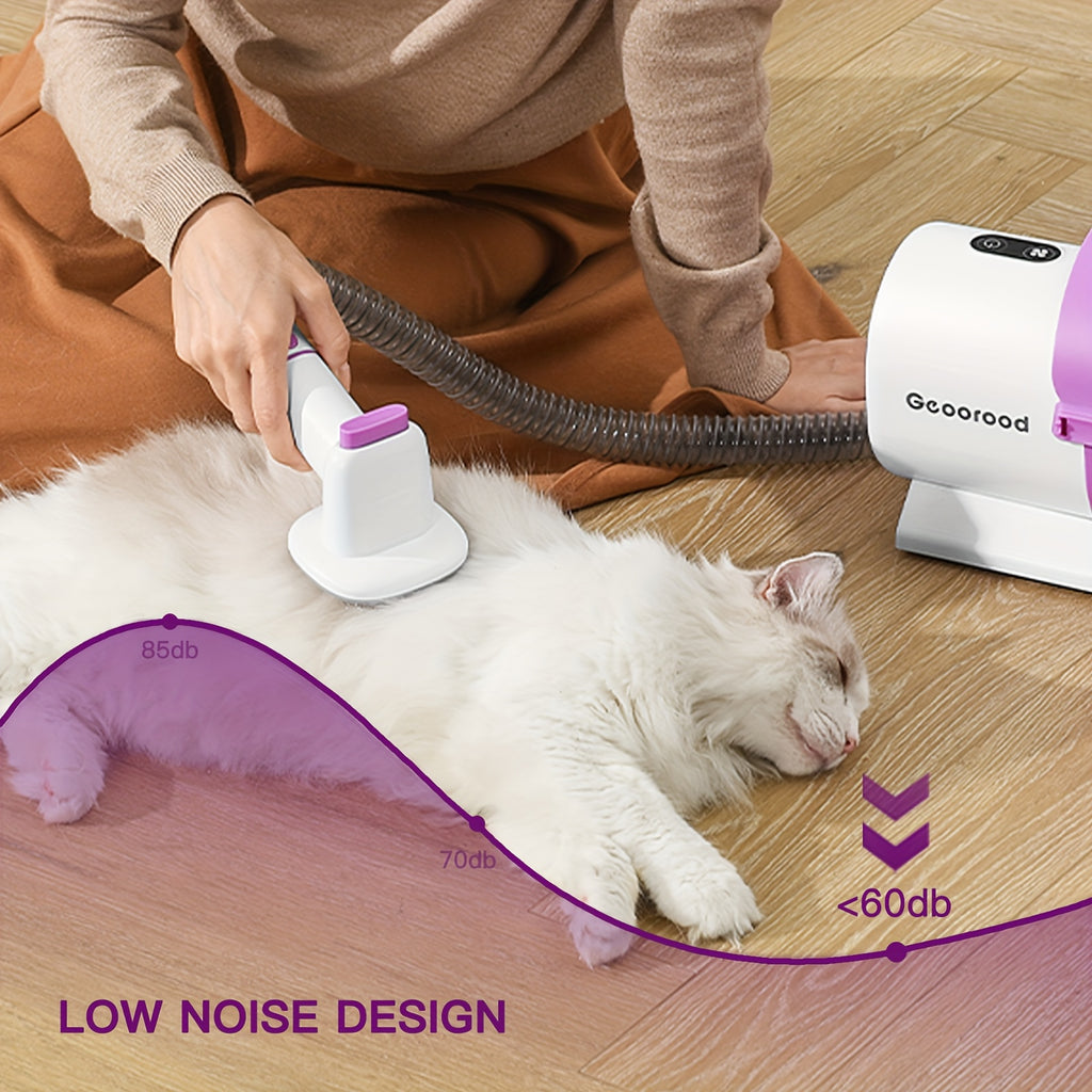 Dog Hair Vacuum Grooming Kit with Clippers, 2.5L Dust Cup, 4 Grooming Tools and 3–24mm Guide Combs for At-Home Brushing and Coat Trimming