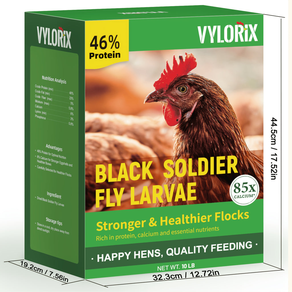 Dried BSFL Grubs for Chickens, Black Soldier Fly Larvae Treats with 46% Protein and 6% Calcium for Hens, Ducks and Birds, 2, 5 or 10 lb