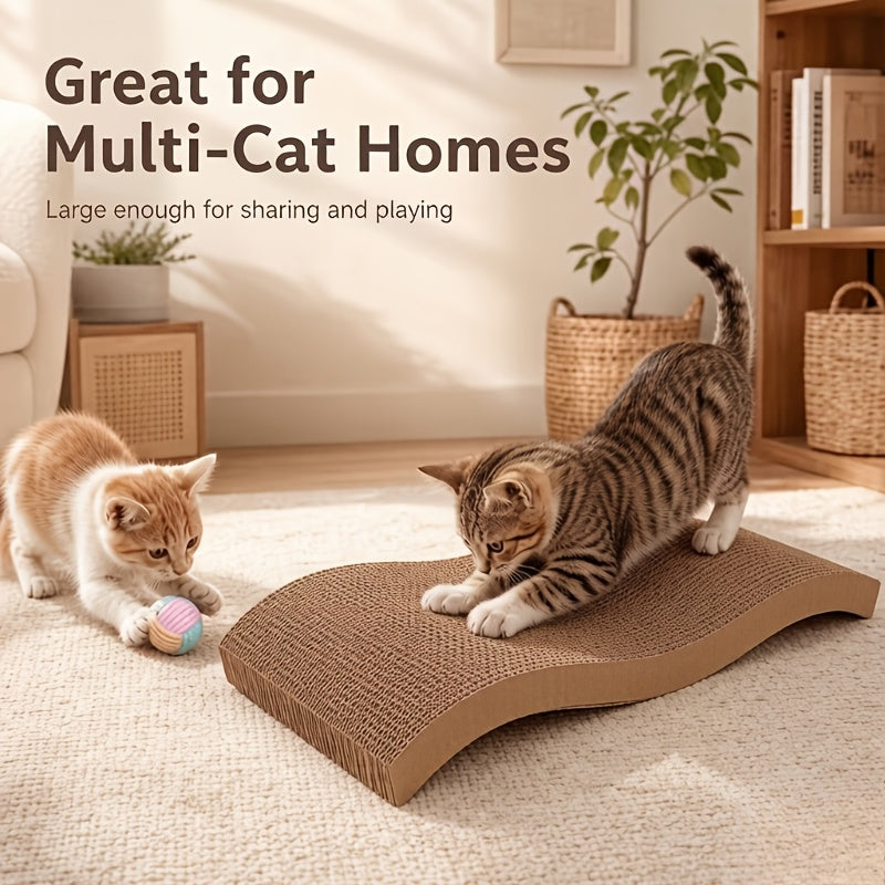 Cardboard Cat Scratcher Pad for Indoor Cats, BC Corrugated Scratching Board with Wavy and Flat Designs Listed, 1, 2, 4 or 8 Pack Options