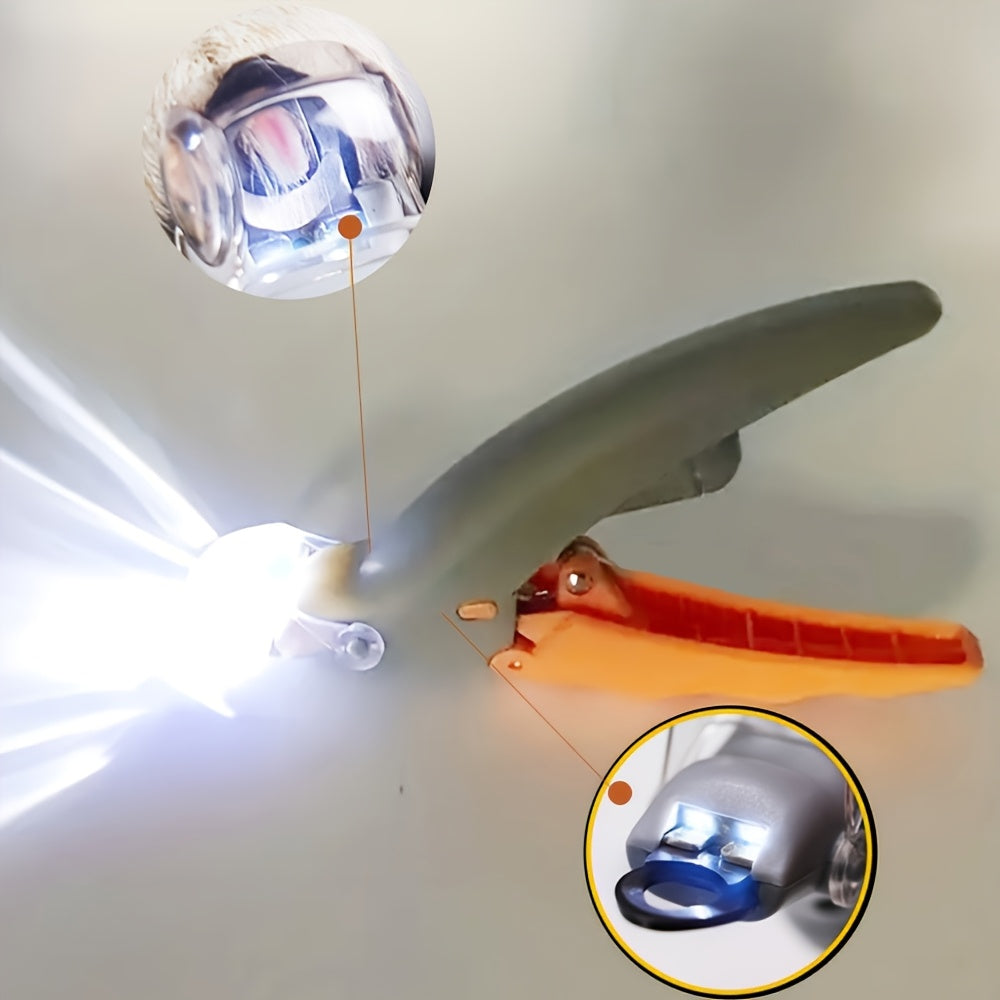 LED Pet Nail Clippers for Dogs and Cats, Orange Grey Ergonomic Non-Slip Handle with Clear Cover for At-Home Claw Trimming and Paw Grooming