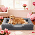Egg Crate Foam Dog Bed with Removable Washable Cover, Orthopedic Pet Cushion for Small to Large Dogs, Gray Brown and Blue Options in XS to L