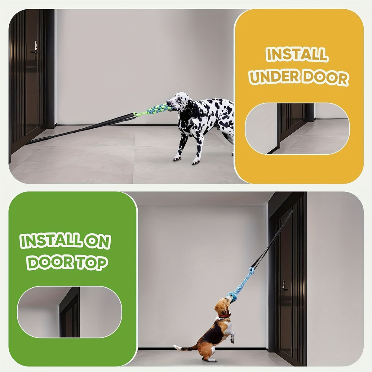 Dog Bungee Tug Toy Set for Small and Medium Dogs, Tree Hanging Tether with Two Chew Ropes and Puzzle Ball for Interactive Backyard Play