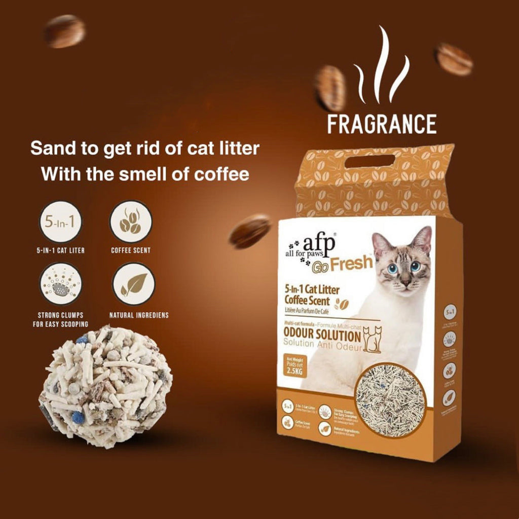 Coffee Scented Tofu Cat Litter, 5.5L Per Pack with Low-Dust Quick-Clumping Formula for Indoor Litter Box Care, Available in 2, 4 or 6 Packs