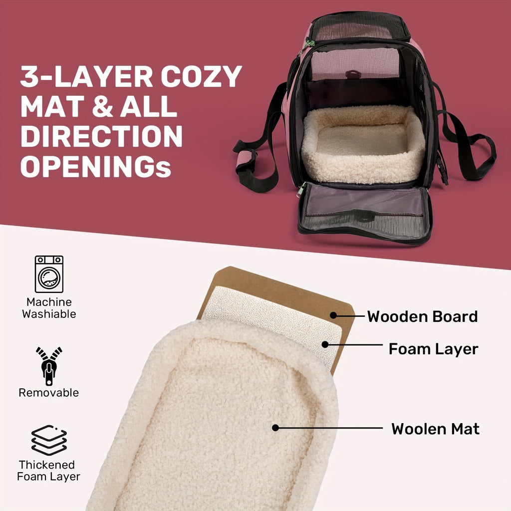 Foldable Dog and Cat Carrier for Pets up to 15 lbs, Soft-Sided Portable Travel Bag for Puppies, Kittens, Vet Visits and Everyday Outings, Seven Colors